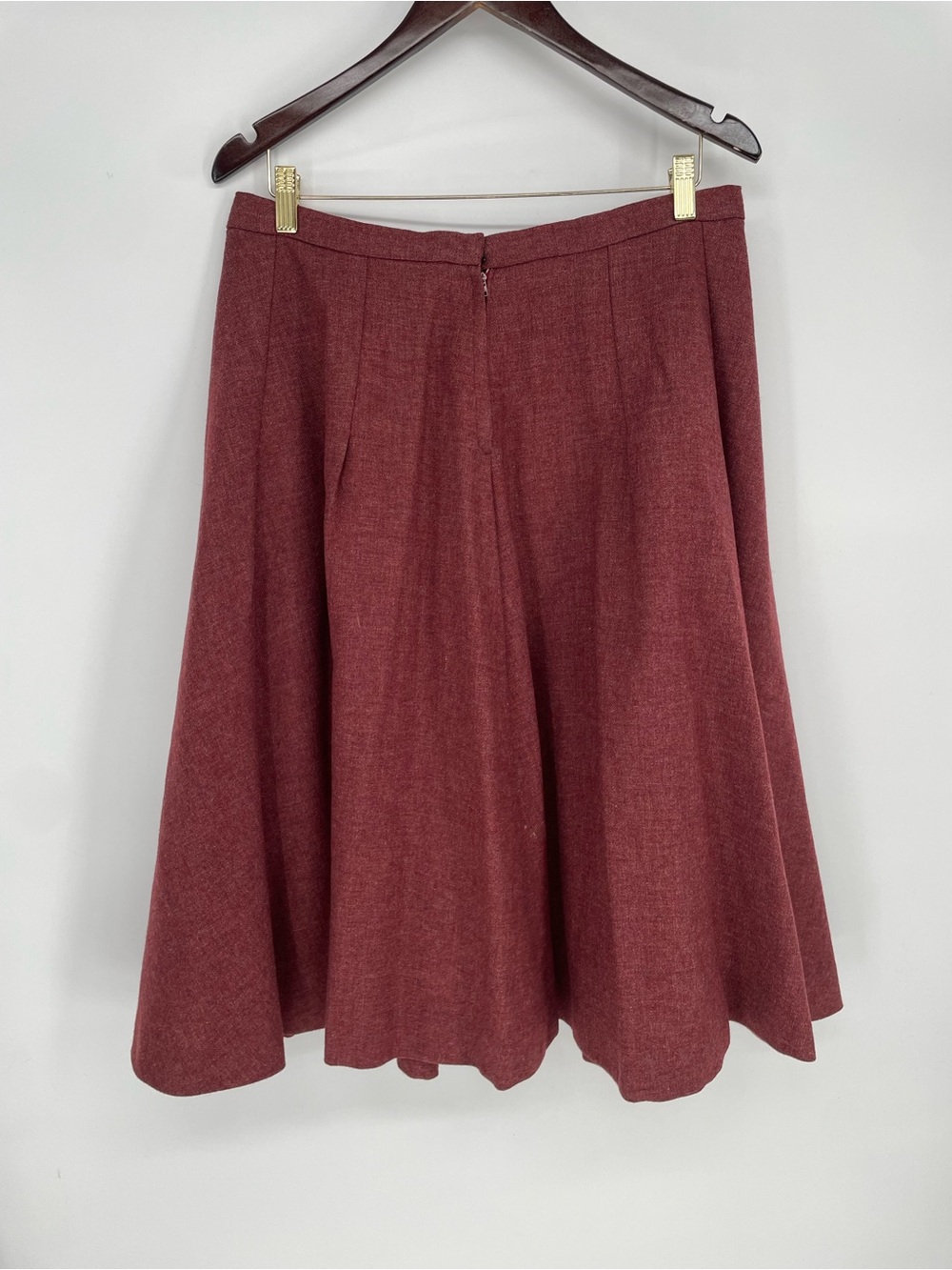 Vintage 60s Classic Muted Brick Circle Skirt Likely Wool* With Pockets - Picture 9 of 10